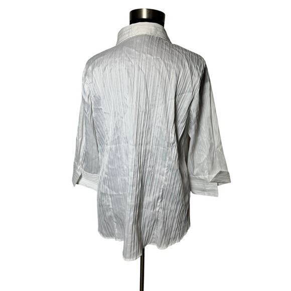Roz & Ali White Button Down Blouse Top Plus Size 3XL textured Length 29" - Picture 6 of 11